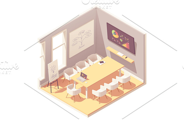 Vector isometric conference room