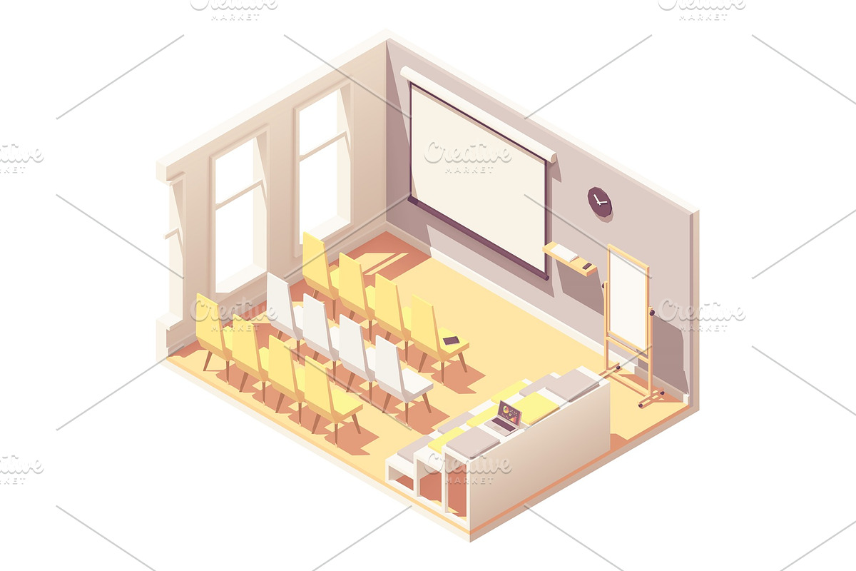 Vector isometric presentation room in Illustrations - product preview 8
