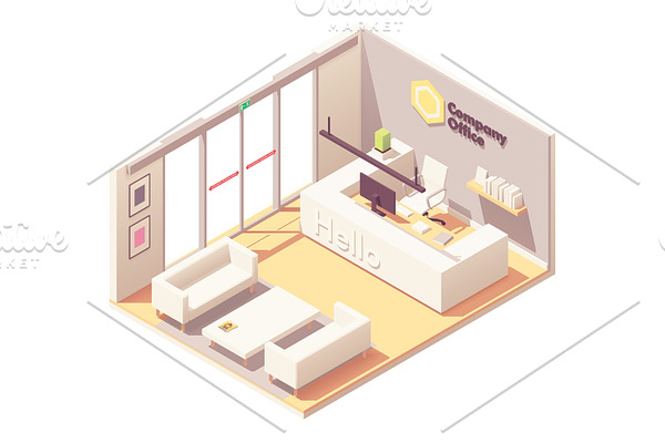 Vector isometric office reception