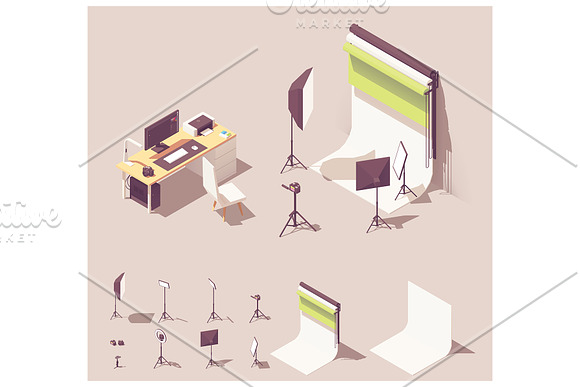 Vector isometric photo studio in Illustrations - product preview 1