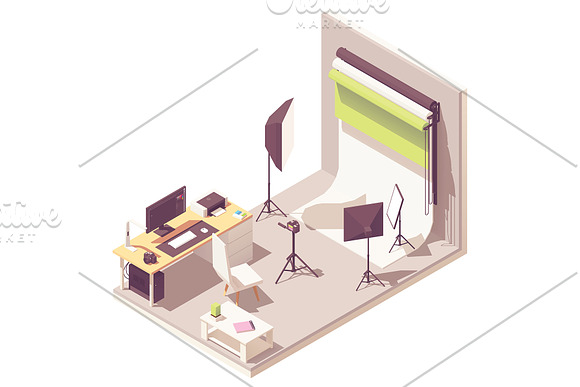 Vector isometric photo studio in Illustrations - product preview 3