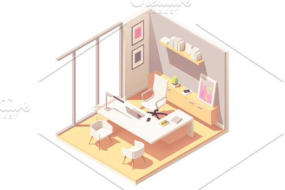 Vector isometric CEO office interior in Illustrations - product preview 1