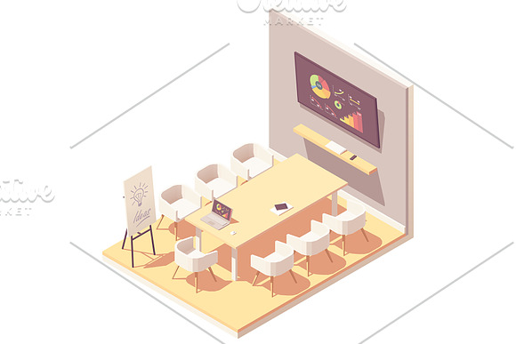 Vector isometric conference room in Illustrations - product preview 1