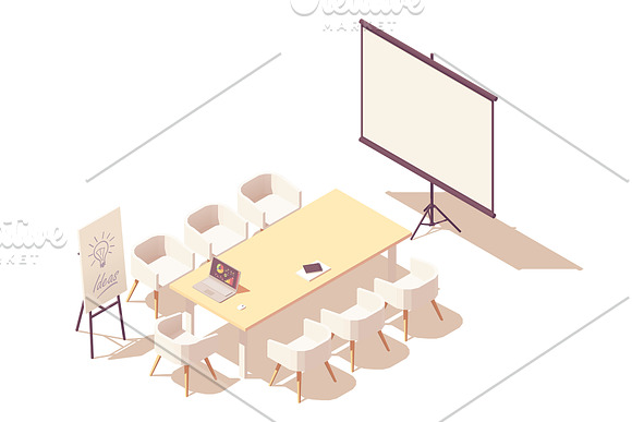Vector isometric conference room in Illustrations - product preview 2