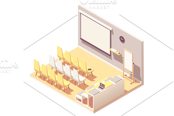 Vector isometric presentation room in Illustrations - product preview 1