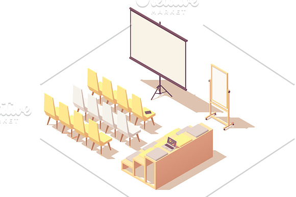 Vector isometric presentation room in Illustrations - product preview 2