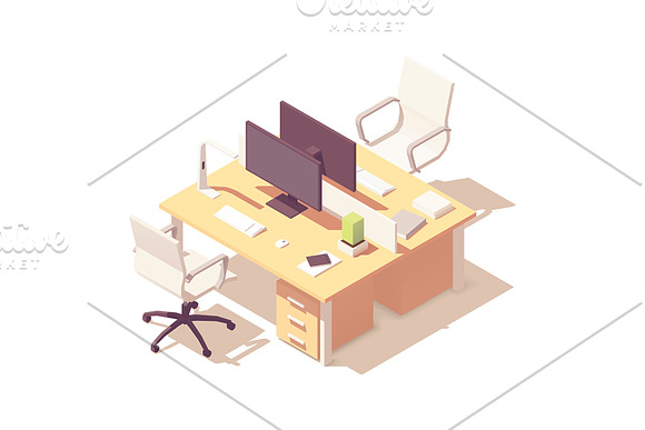 Vector isometric office room in Illustrations - product preview 1