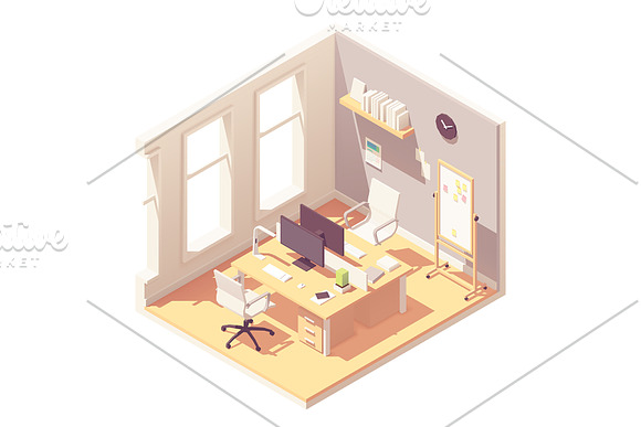 Vector isometric office interiors  in Illustrations - product preview 1