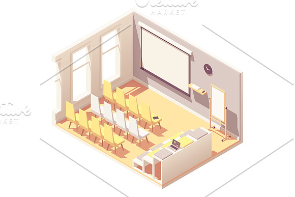 Vector isometric office interiors  in Illustrations - product preview 4
