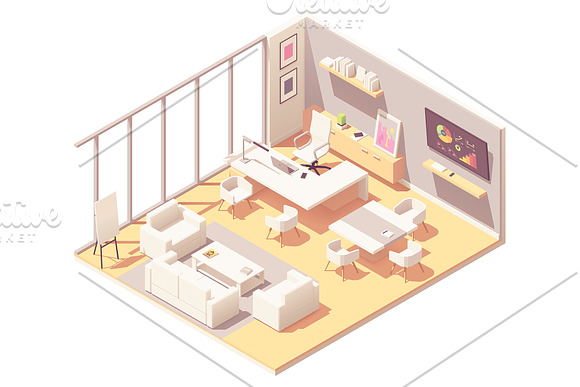 Vector isometric office interiors  in Illustrations - product preview 6