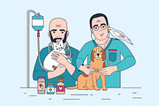 Veterinarian line art illustration