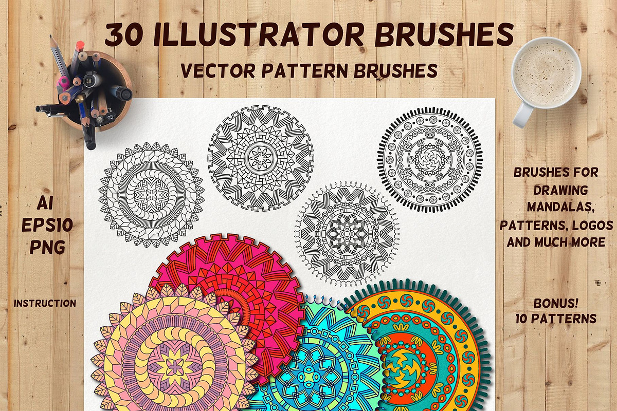 30 Vector Pattern Brushes in Photoshop Brushes - product preview 8