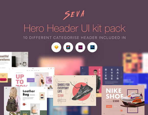 Seva header ui kit pack-1 in Web Elements - product preview 3
