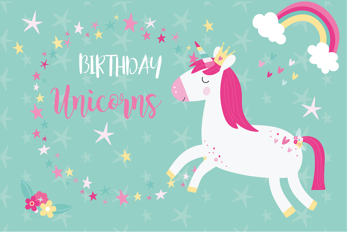 Birthday unicorns in Illustrations - product preview 8