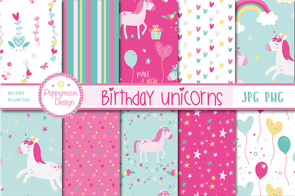 Birthday unicorns in Illustrations - product preview 4