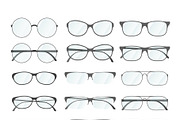 Set of different rim glasses