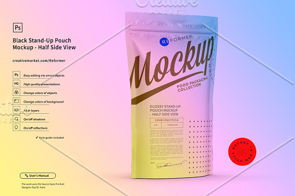 Black Stand-Up Pouch Mockup in Product Mockups - product preview 5