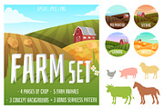Farm set of animals and landscapes