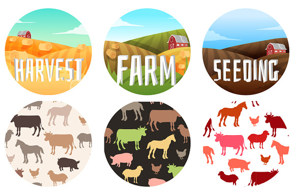 Farm set of animals and landscapes in Illustrations - product preview 4