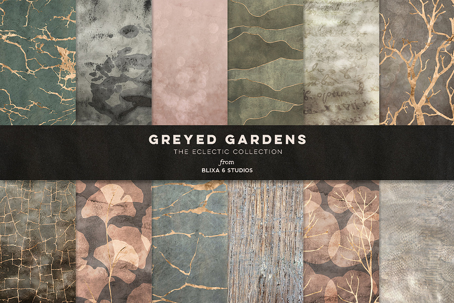 Greyed Gardens & Gold Graphics in Patterns - product preview 8
