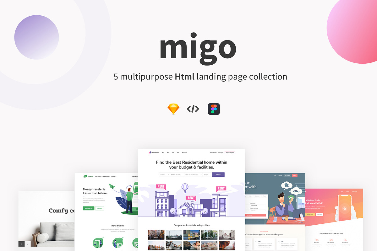 Migo app landing page pack-1 in HTML/CSS Themes - product preview 8