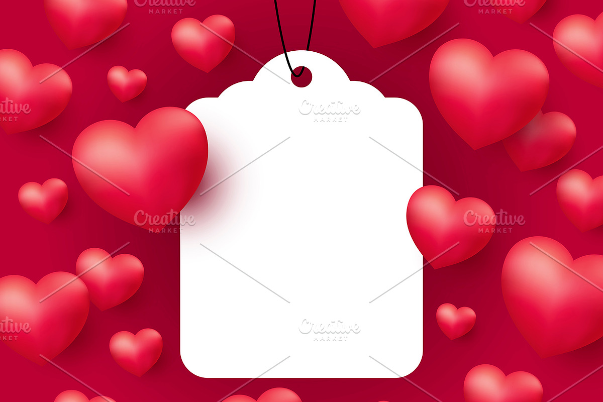 Hearts with blank white tag in Illustrations - product preview 8
