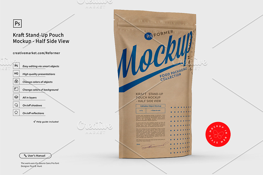Kraft Paper Stand-Up Pouch Mockup  in Product Mockups - product preview 8