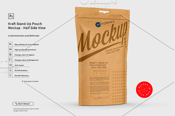 Kraft Paper Stand-Up Pouch Mockup  in Product Mockups - product preview 2