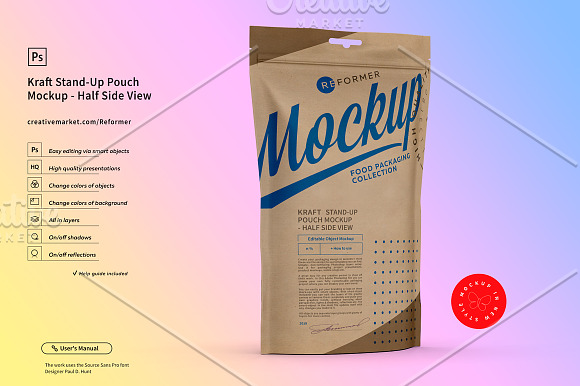 Kraft Paper Stand-Up Pouch Mockup  in Product Mockups - product preview 5