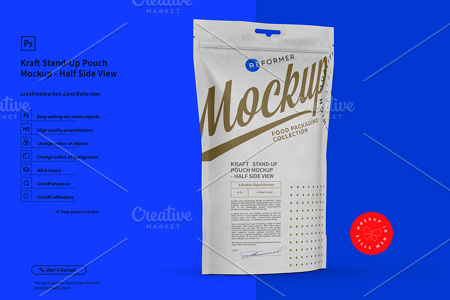 White Paper Stand-Up Pouch Mockup