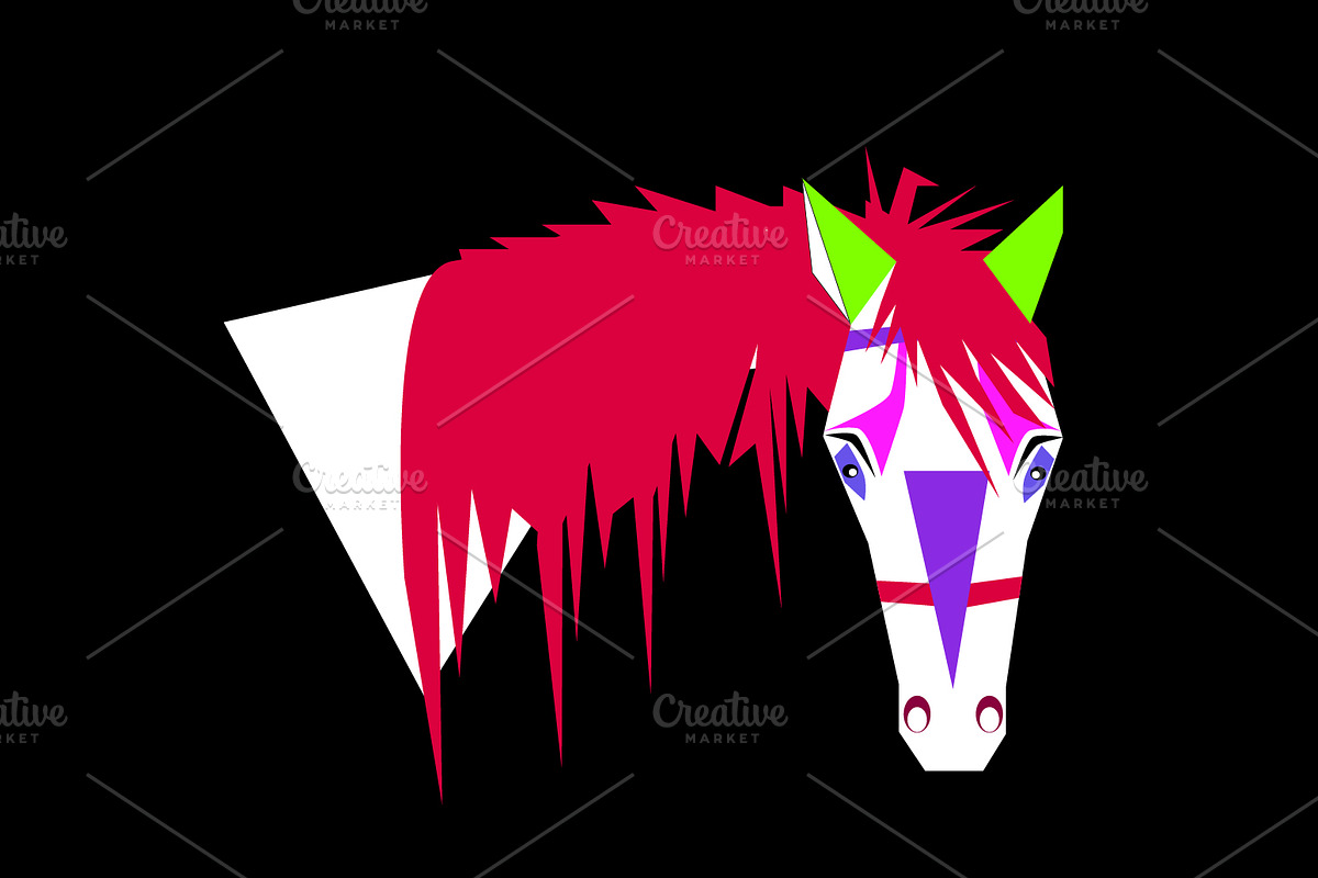 Horse head cartoon vivid purple in Graphics - product preview 8