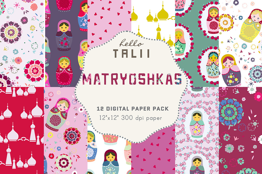 Matryoshkas Digital Paper in Patterns - product preview 8