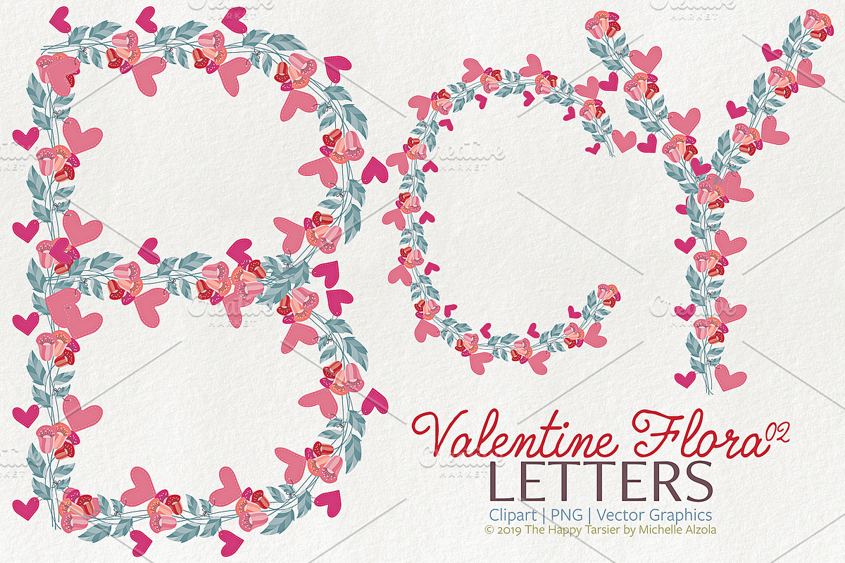 Valentine Flora 02 - Letters 01 in Illustrations - product preview 8