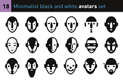 Minimalist black &white avatars set