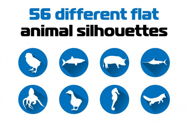 56 Animal Silhouettes Icon Set