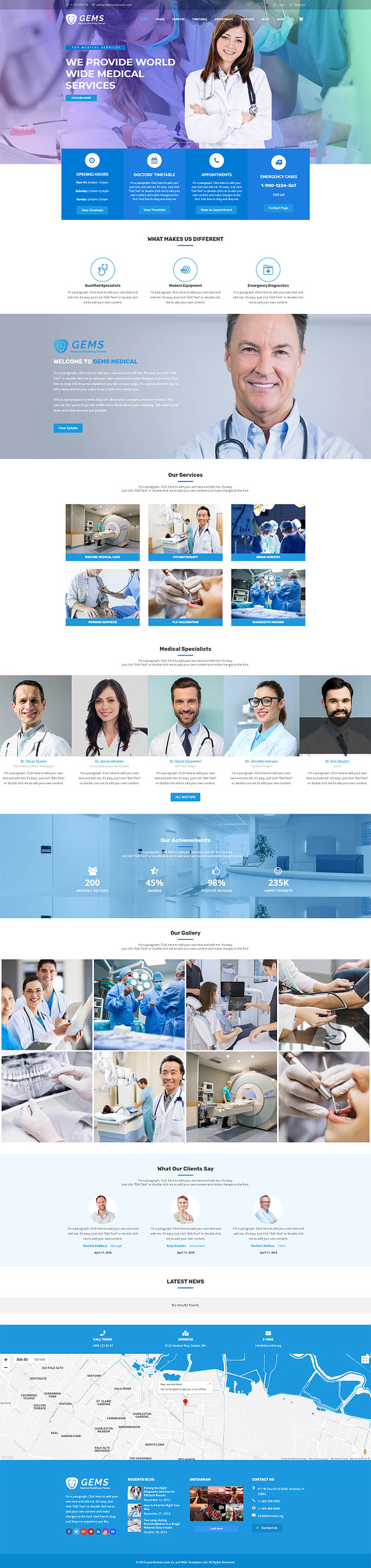 Gems - Medical Drag & Drop WordPress in WordPress Business Themes - product preview 1