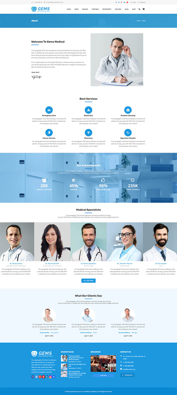 Gems - Medical Drag & Drop WordPress in WordPress Business Themes - product preview 2