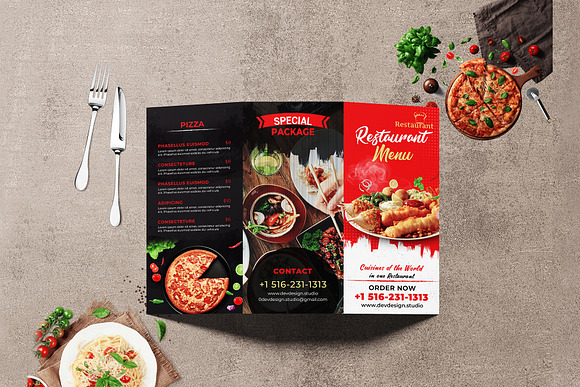 Modern Restaurant Trifold Brochure in Brochure Templates - product preview 1