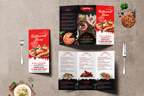 Modern Restaurant Trifold Brochure in Brochure Templates - product preview 2