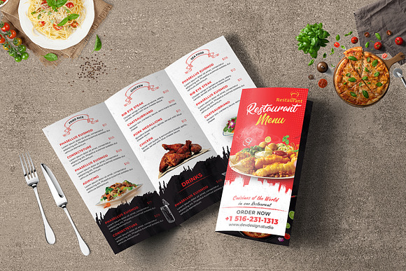 Modern Restaurant Trifold Brochure in Brochure Templates - product preview 3