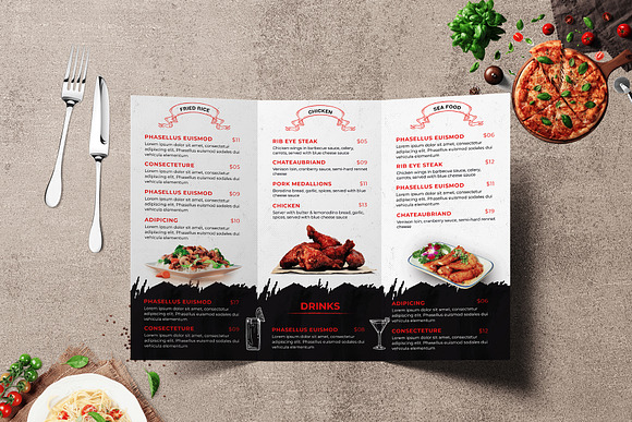 Modern Restaurant Trifold Brochure in Brochure Templates - product preview 4