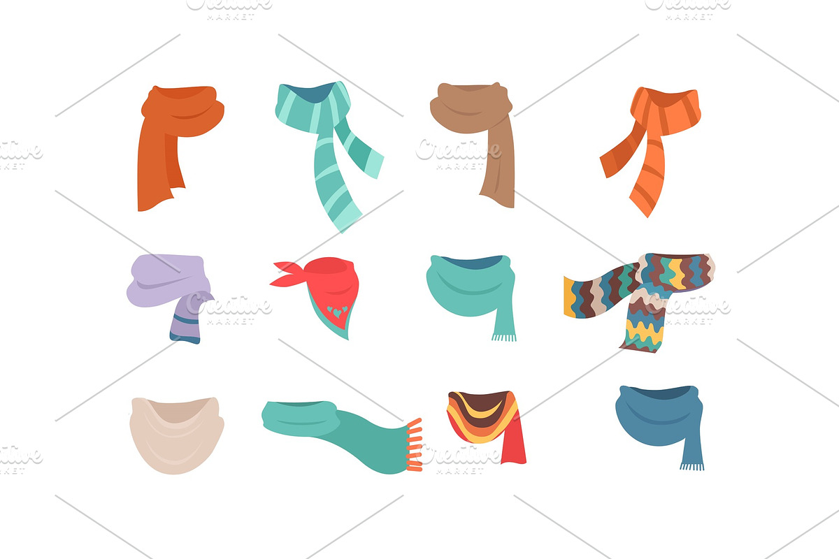 Set of Scarves for Cold Weather to in Illustrations - product preview 8