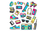 Patch Icons of 80's. On White