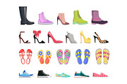 Collection of Shoes Types. Modern