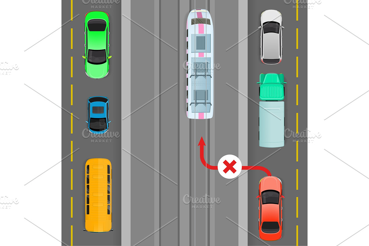 Car Breaks Traffic Rules. Overtaking in Illustrations - product preview 8