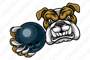 Bulldog Dog Holding Bowling Ball
