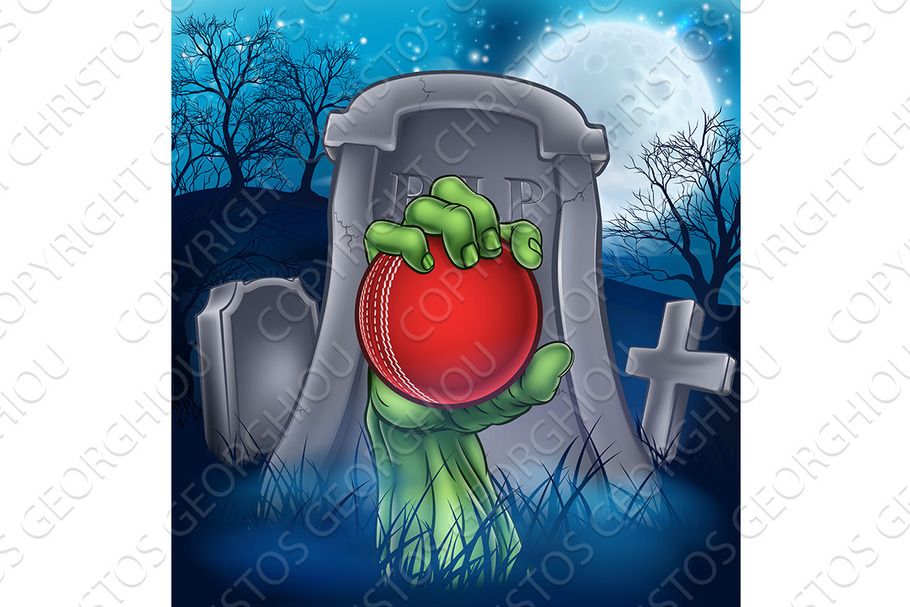 Cricket Zombie Halloween Graveyard in Illustrations - product preview 8