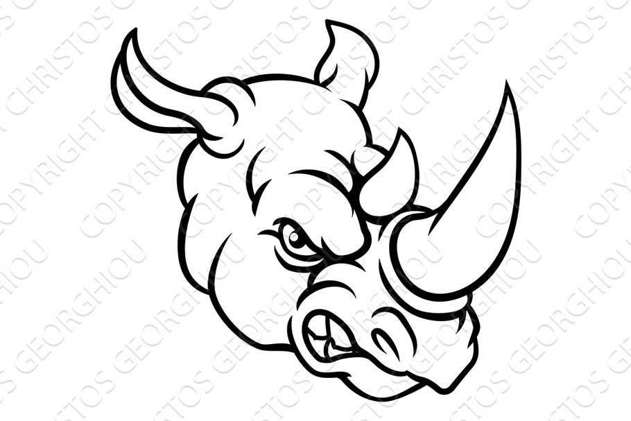 Rhino Mean Angry Sports Mascot in Illustrations - product preview 8