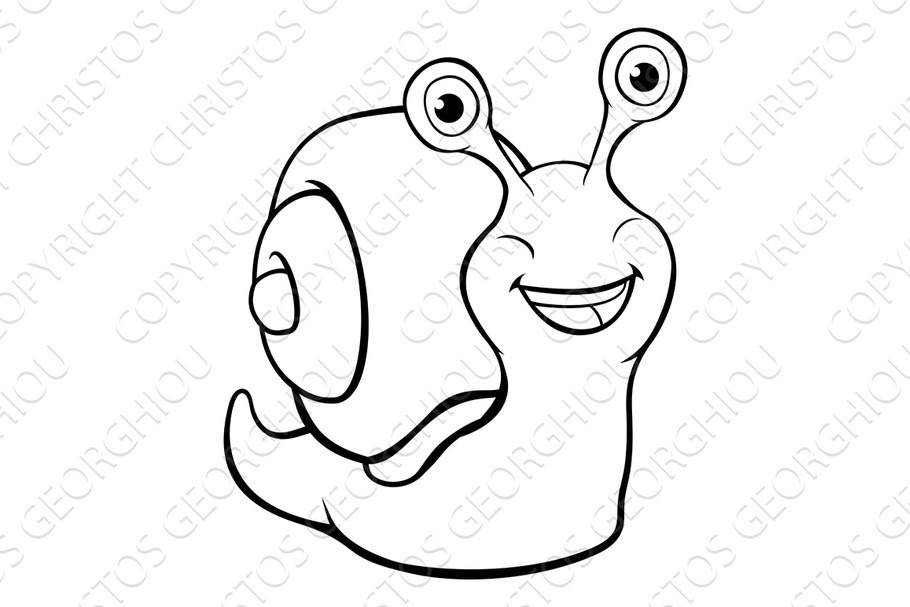 Snail Cartoon Character in Illustrations - product preview 8