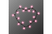 Light bulbs heart shape frame